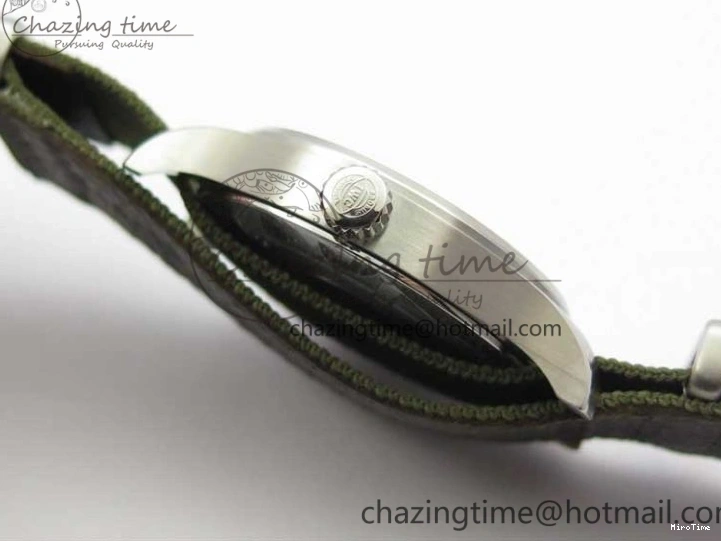 MIROTIME 0325 Fashionable Pilot IW326801 SS MK 1:1 Best Edition Black Dial on Green Nylon Strap MIYOTA 7122